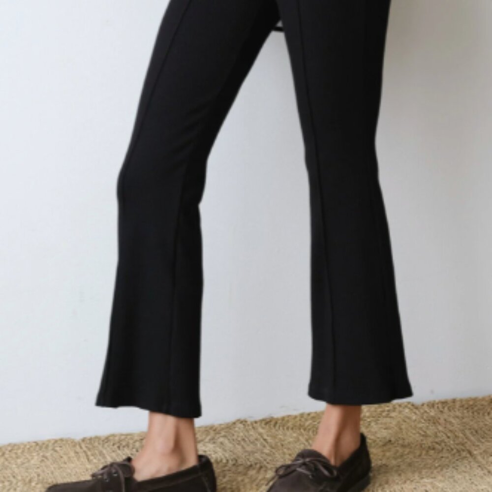 Donni Black Rib Kick Flare Pants